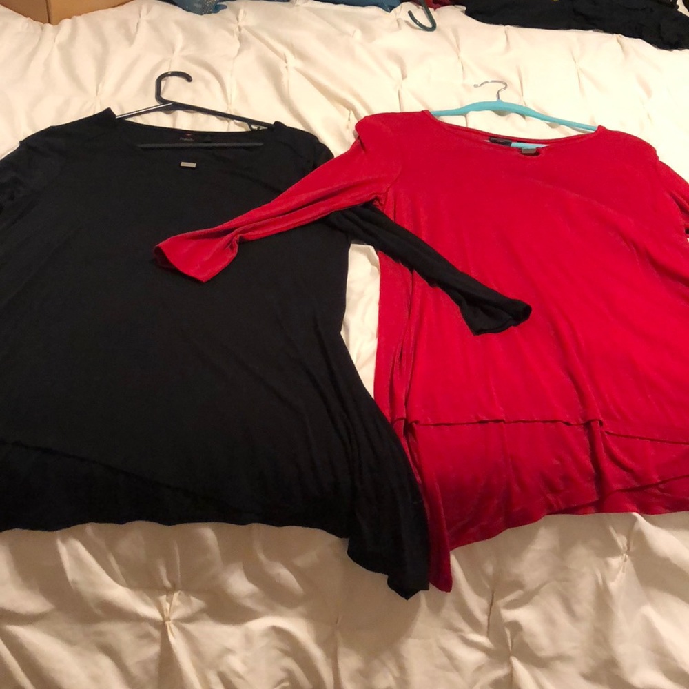 Black & red quarter sleeve light/flow/soft blouses